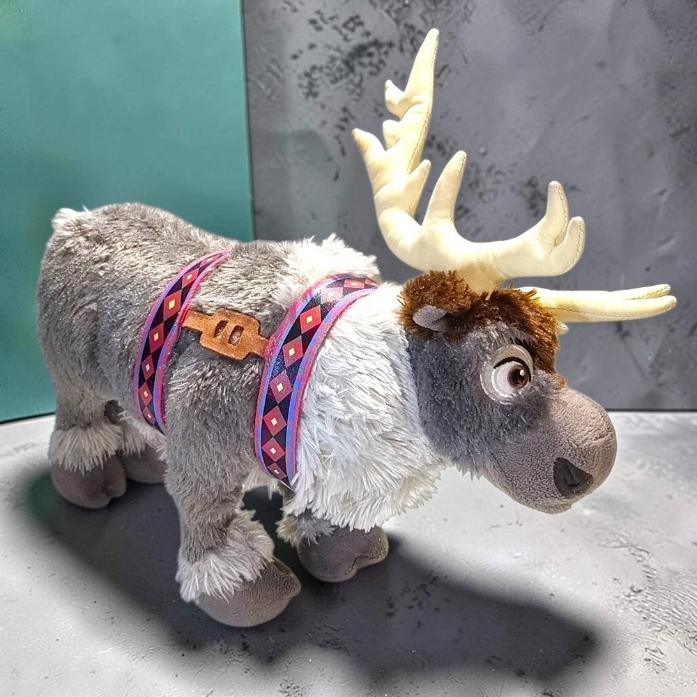 Disney Store Frozen Sven Reindeer Plush 15" Harness Stuffed Animal Toy Genuine